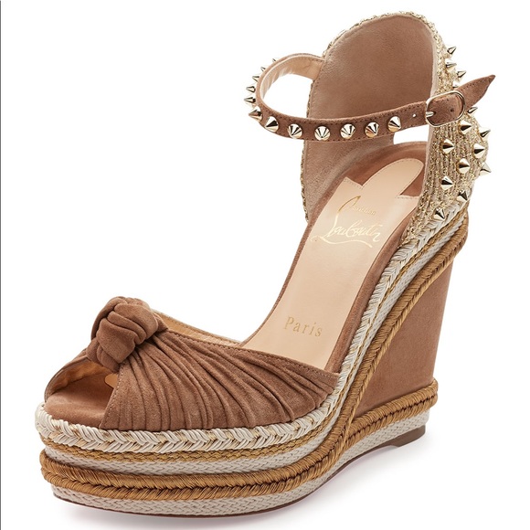 Christian Louboutin Shoes - Christian louboutin Madcarina 120 Tan Suede Wedge